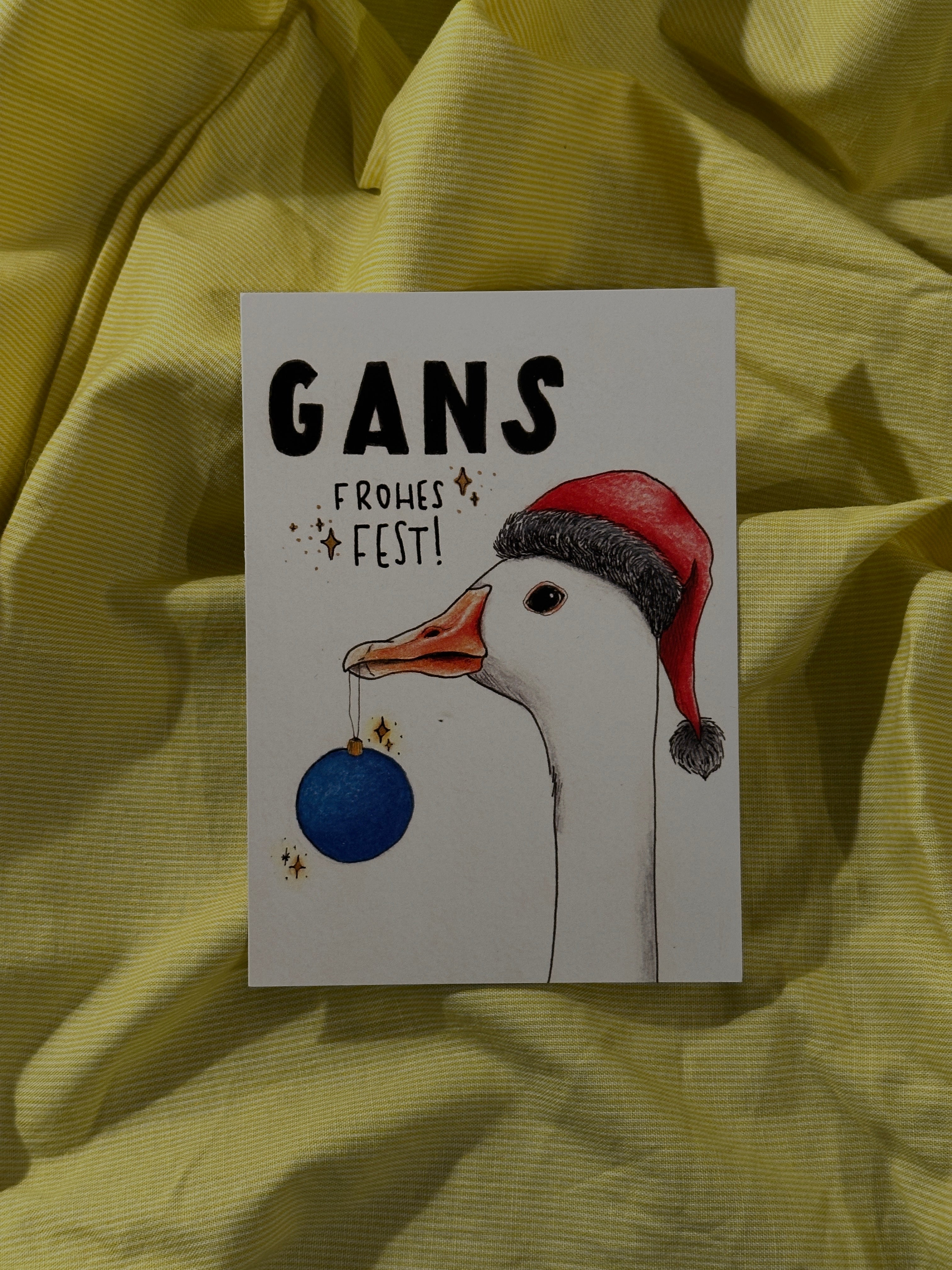 Postkarte “Gans frohes Fest”